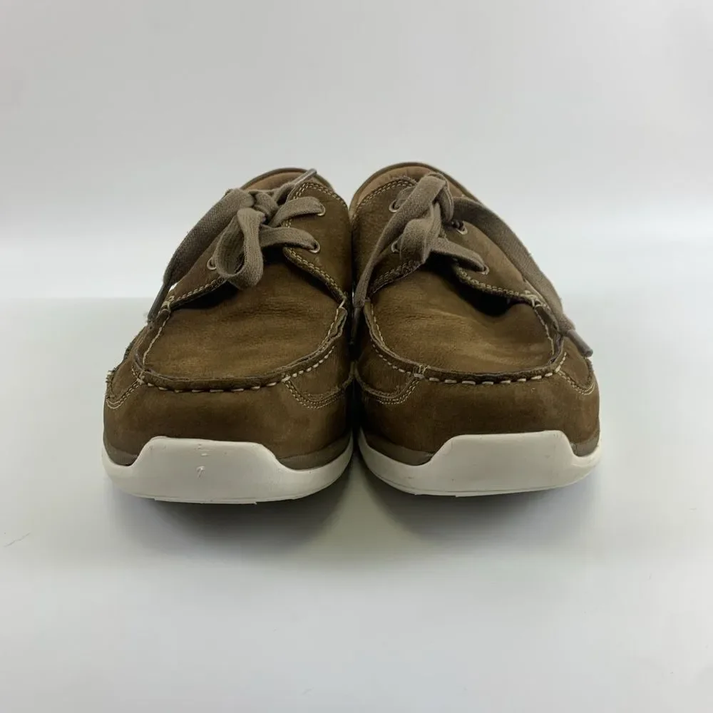 Propet Pomeroy Boat Shoe Brown Timber Leather Lace Up Casual Mens 8.5 XX (5E)